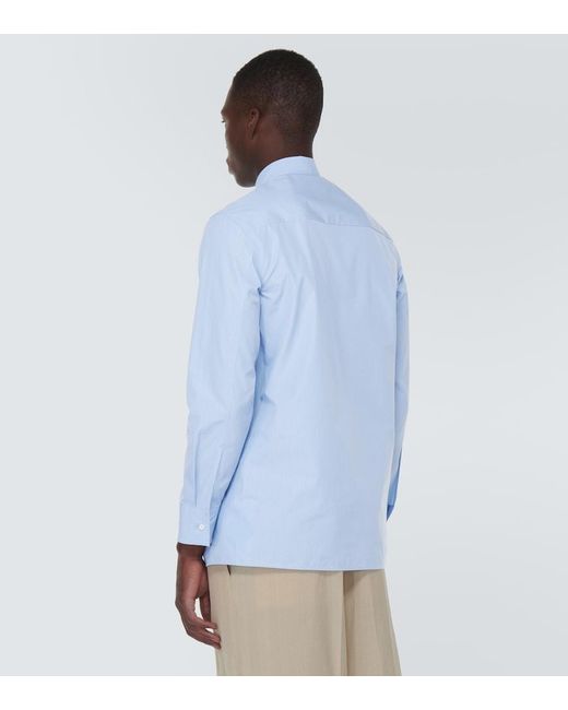 Jil Sander Blue Pinstriped Cotton Shirt for men