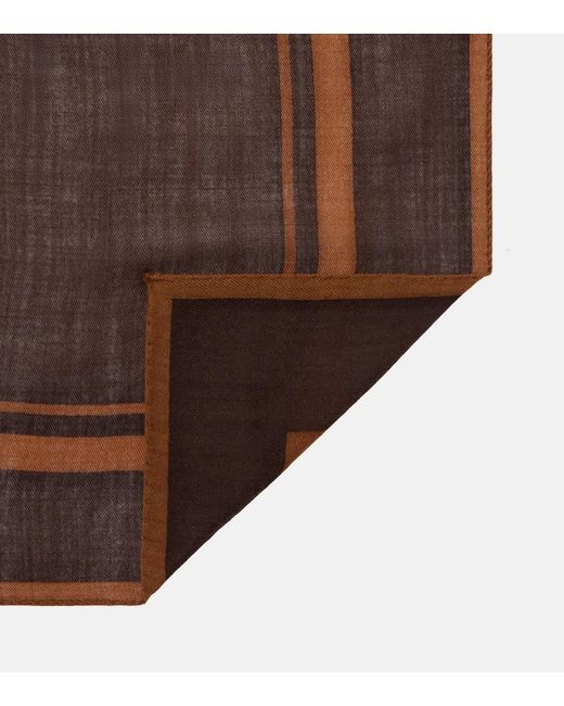 Saint Laurent Brown Cassandre Printed Wool Twill Scarf