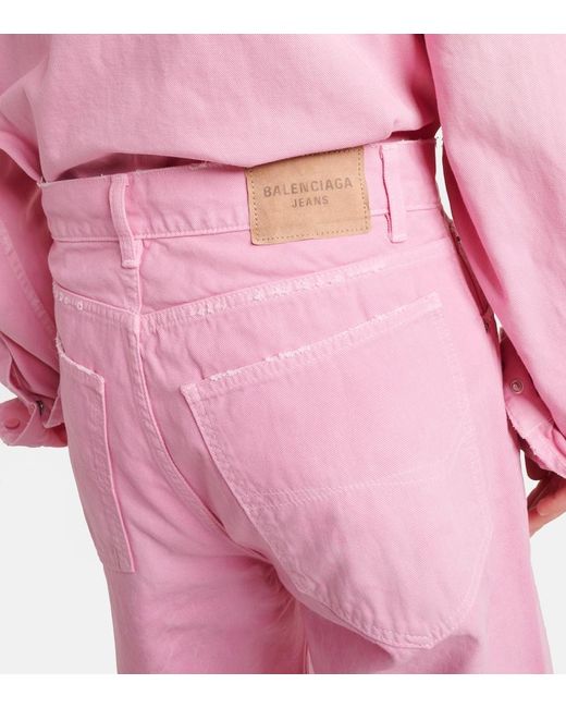 Balenciaga Pink High-Rise Wide-Leg Jeans