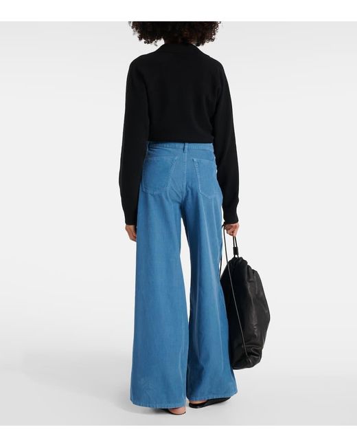 Pantaloni A Gamba Larga Chan di The Row in Blue