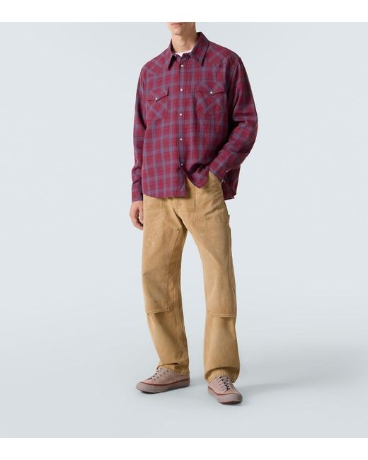 Visvim Purple Four Corners Checked Wool And Linen Shirt for men
