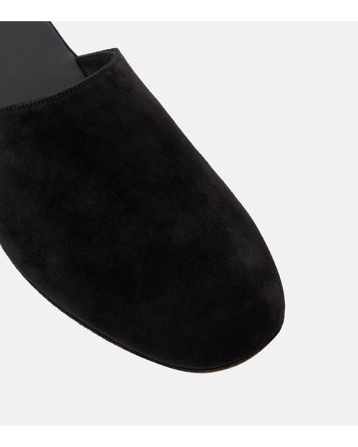 The Row Franco Suede Slides in Black | Lyst