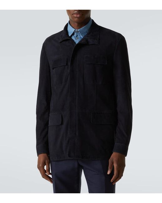 Veste En Daim Giorgio Armani pour homme en coloris Blue