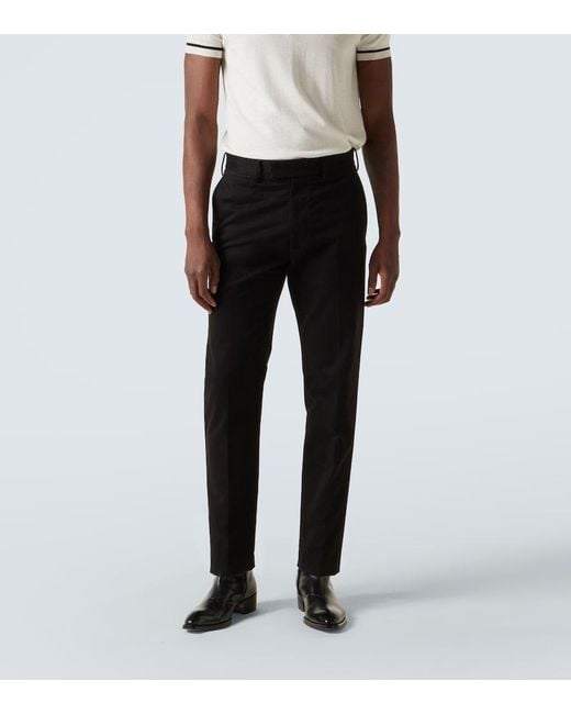 Tom Ford Blue Cotton Straight Pants for men