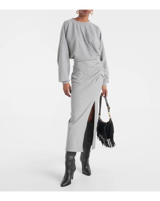Isabel Marant Gray Salomon Ruched Cotton Jersey Midi Dress