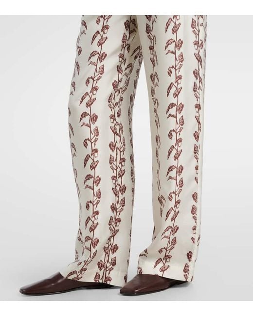 Asceno White Aurelia Silk Twill Wide-Leg Pants