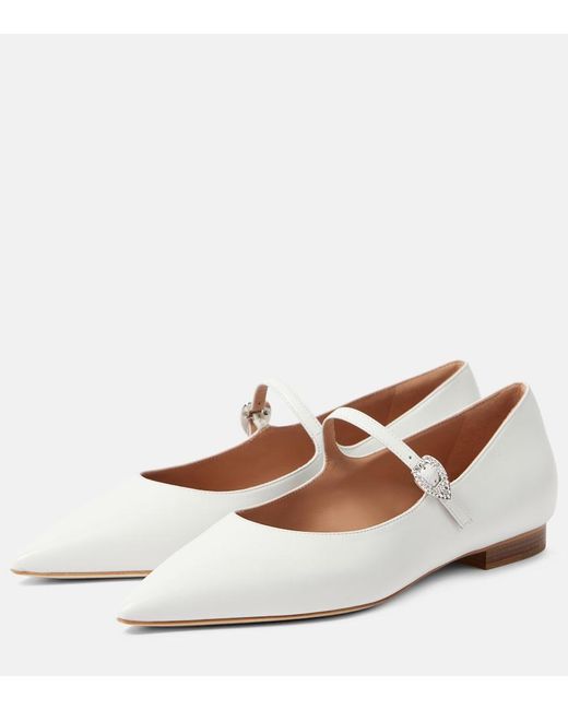 Malone Souliers White X Tabitha Simmons Kate Leather Ballet Flats