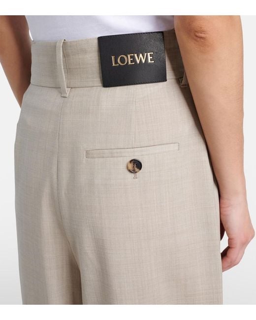 Pantaloni Asimmetrici A Gamba Larga di Loewe in Natural
