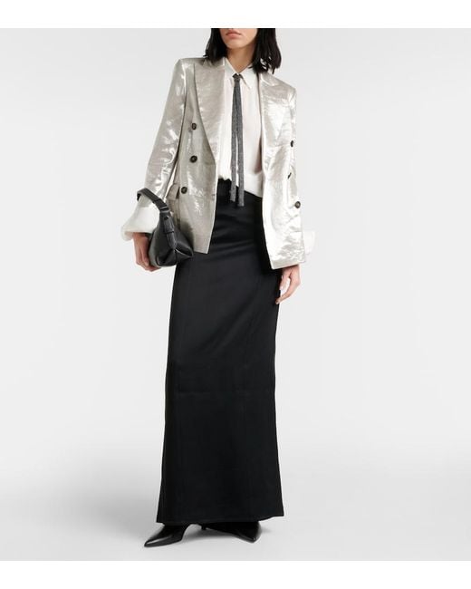 Brunello Cucinelli Black Satin Maxi Skirt