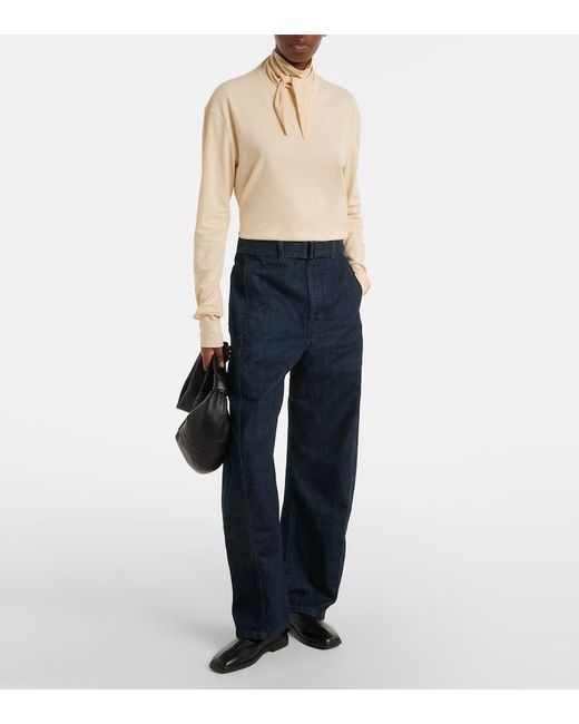Lemaire Natural Cotton Jersey Turtleneck Top