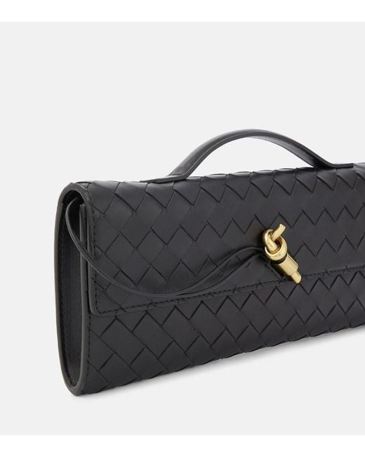 Bottega Veneta Black Andiamo Intrecciato Leather Clutch