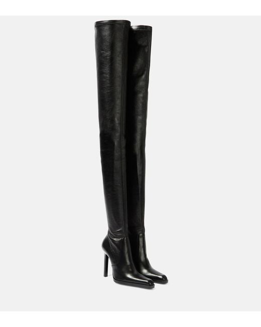 Saint Laurent Nina 110 Leather Over-the-knee Boots in Black | Lyst