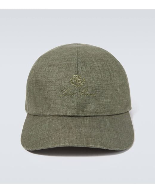Loro Piana Green Logo Linen Hat for men