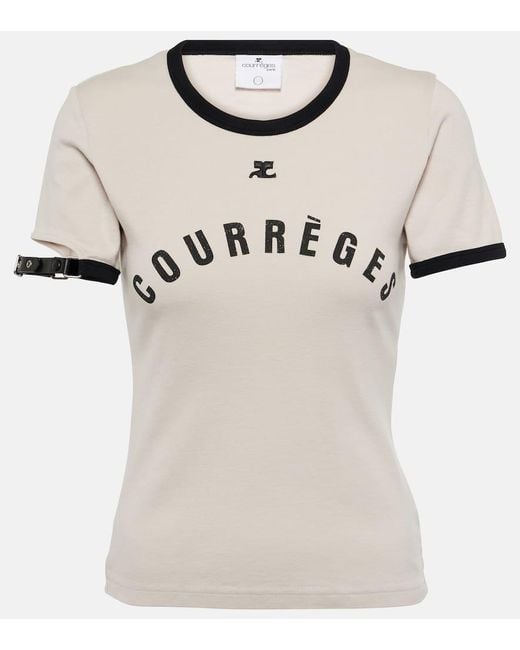 Courreges Natural T-Shirt aus Baumwoll-Jersey