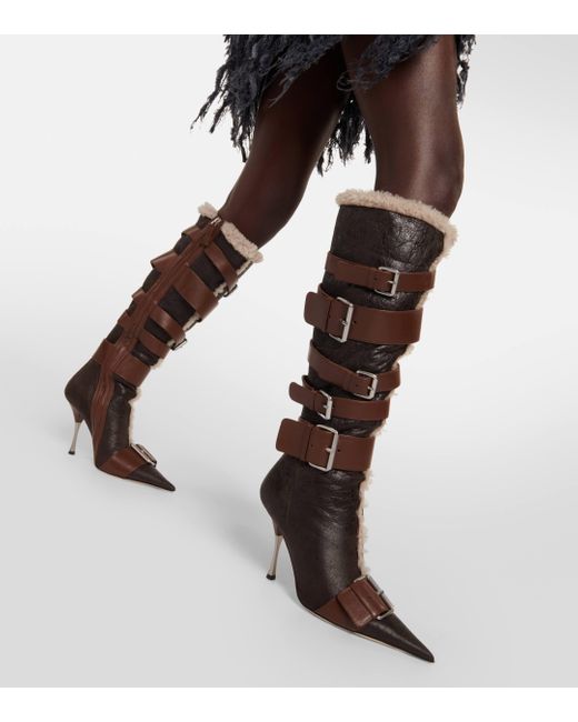 Blumarine Brown Hilda Leather Knee-high Boots