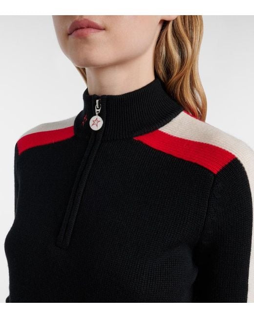 Perfect Moment Blue La Tour Wool Half-Zip Sweater