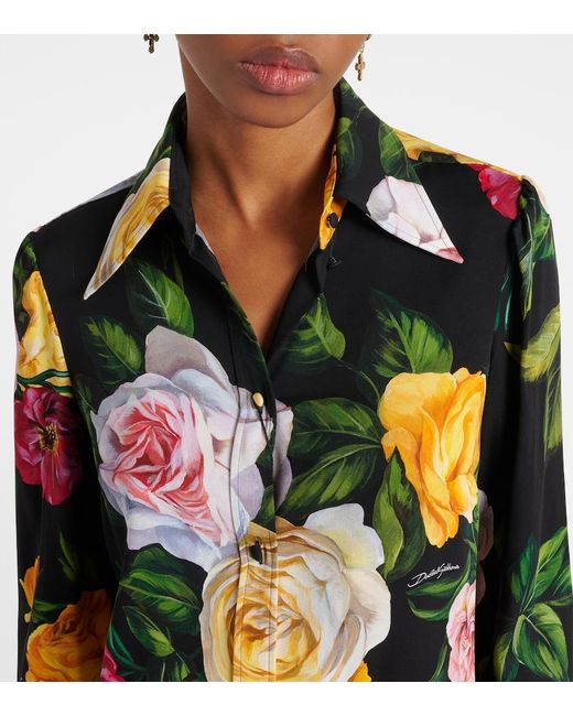 Dolce & Gabbana Black Printed Silk Shirt