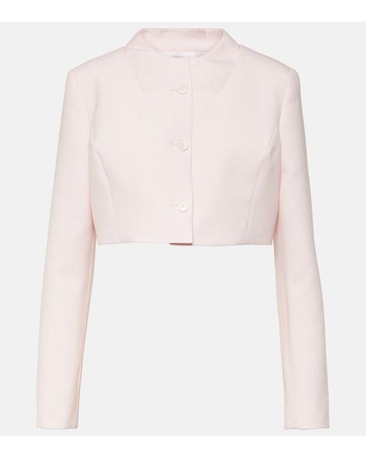 Coperni Pink Trompe L'Oeil Cropped Virgin Wool Jacket