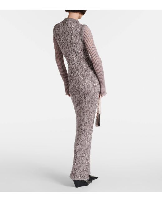Acne Gray Sequined Jacquard Maxi Dress