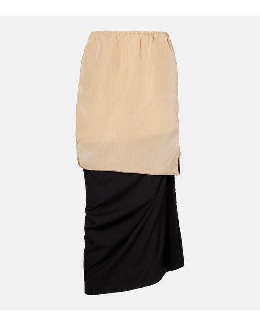 Calvin Klein Black Tyler Layered Wool And Silk Maxi Skirt