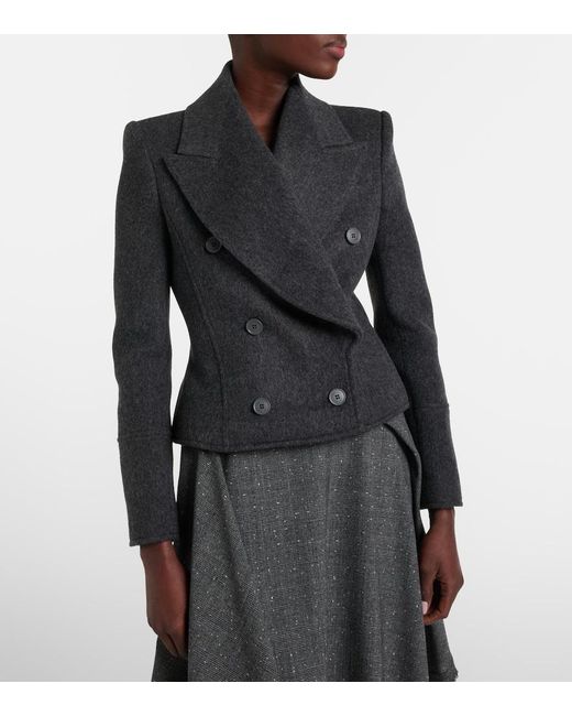 McQueen Black Double-Breasted Wool Jacket