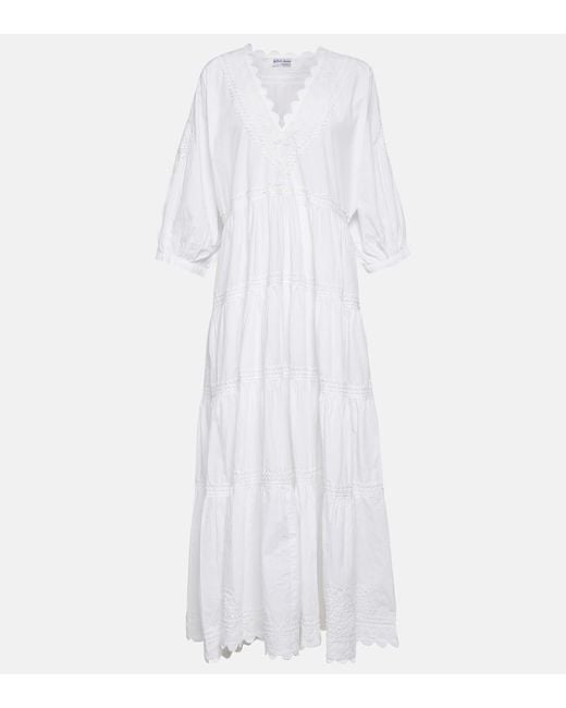 Vestido largo de popelin de algodon Juliet Dunn de color White
