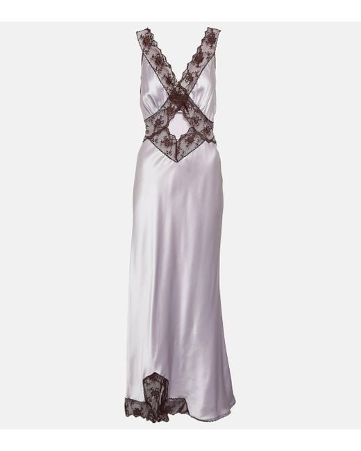 Sir. The Label Purple Aries Lace-trimmed Cutout Silk Gown