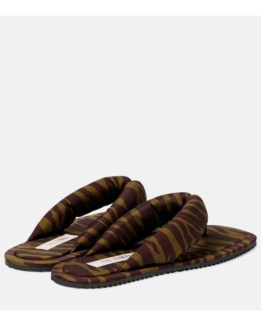 The Attico Brown Indie Zebra-Print Thong Sandals