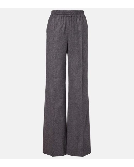 Tod's Gray High-Rise Wool And Cashmere Wide-Leg Pants