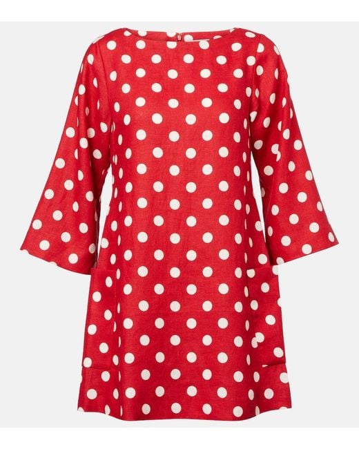 Posse Red Nina Polka-Dot Linen Minidress