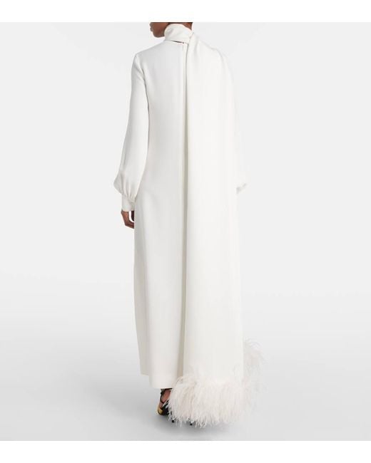 Valentino White Cady Couture Scarf-Detail Gown