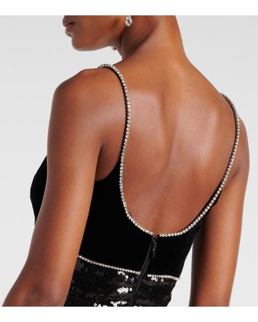 Rebecca Vallance Black X Nicky Hilton Lena Bow-Detail Sequined Gown