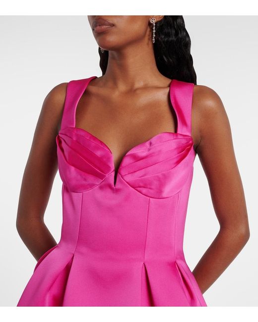 Rebecca Vallance Pink Saskia Pleated Satin Minidress