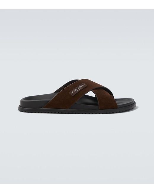 Dolce & Gabbana Brown Suede Slides for men