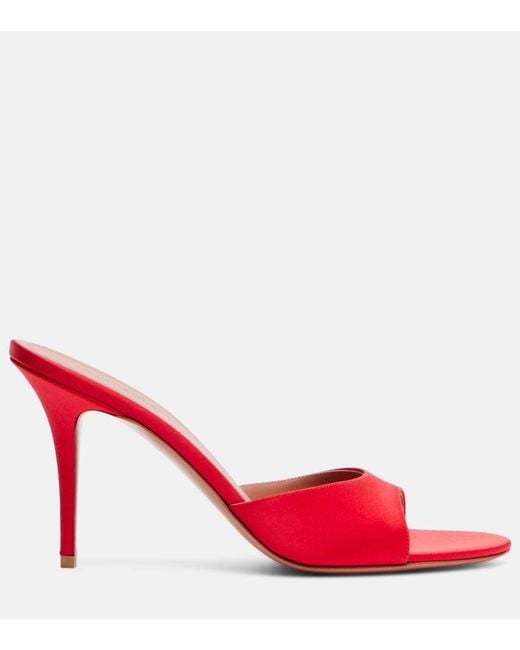 AMINA MUADDI Red Elodie 90 Satin Mules