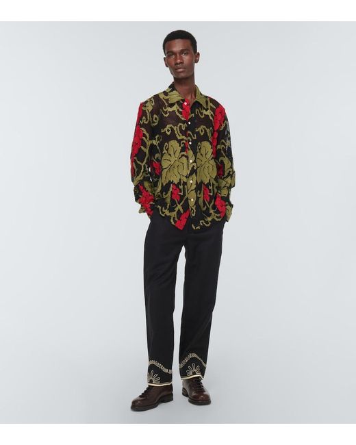 Bode Green Vineyard Cotton Shirt for men