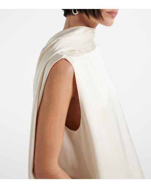 Totême White Cocoon Deconstructed Satin Minidress