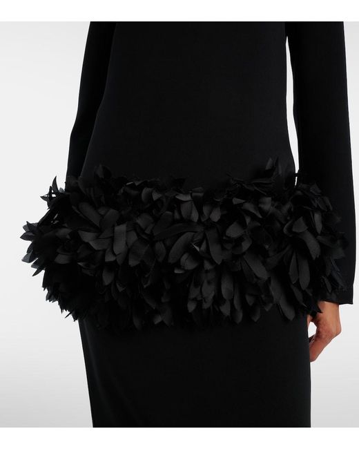 Totême Black Petal Silk-Trimmed Maxi Dress