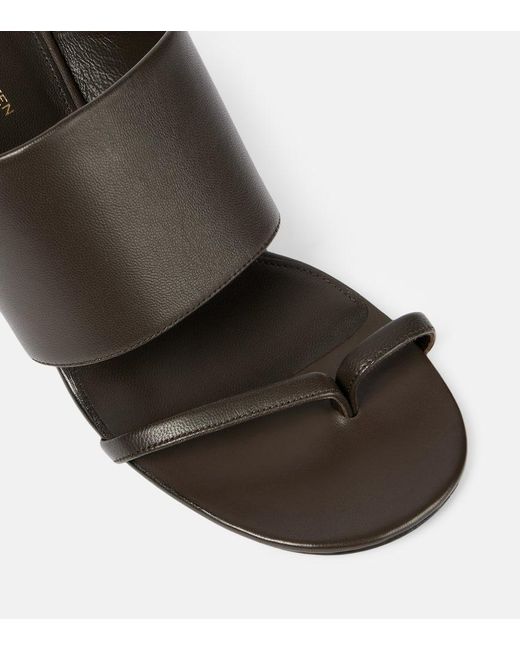 Dries Van Noten Black Wedge-Pantoletten Aus Leder