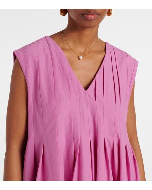 Max Mara Purple Max Mara Piega Ramie And Cotton Pleated Maxi Dress