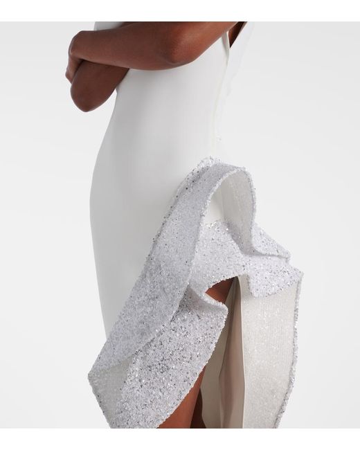 Maticevski White Wishing Ruffled Asymmetric Gown