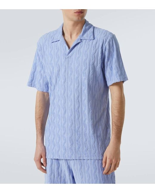 Frescobol Carioca Blue Faustino Cotton Terry Polo Shirt for men