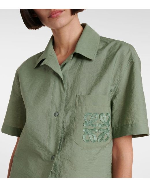 Loewe Green Cotton Blend Short Sleeve Shirt Shirts