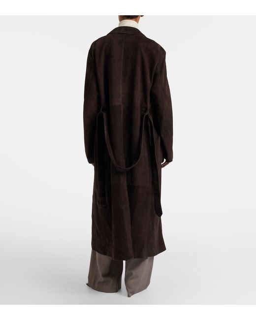 The Row Black Kendra Suede Coat Chestnut