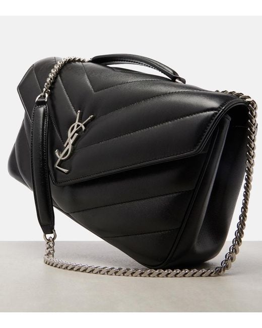 Saint Laurent Black Loulou Medium Leather Shoulder Bag