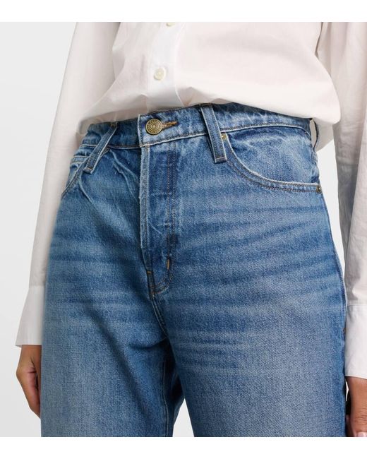 FRAME Blue High-Rise Straight Jeans Le Mec