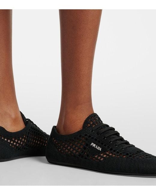 Prada Black Collapse Crochet Sneakers