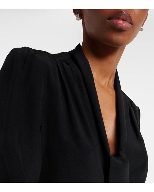 Nili Lotan Black Colt Tie-Neck Silk Blouse