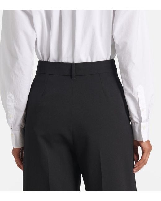 Stella McCartney Black High-Rise Wool-Blend Wide-Leg Pants