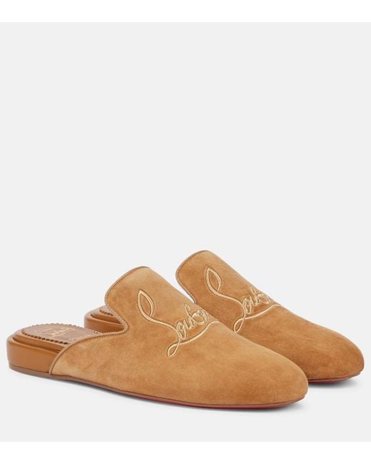 Christian Louboutin Brown Coolito Donna Suede Slippers